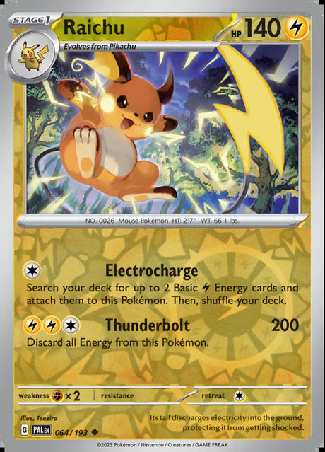 Raichu 064/193, Paldea Evolved, Reverse Holo, representative matte composite