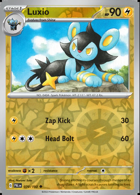 Luxio 070/193, Paldea Evolved, Reverse Holo, representative matte composite