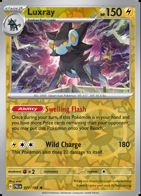 Luxray 071/193, Paldea Evolved, Reverse Holo, representative matte composite