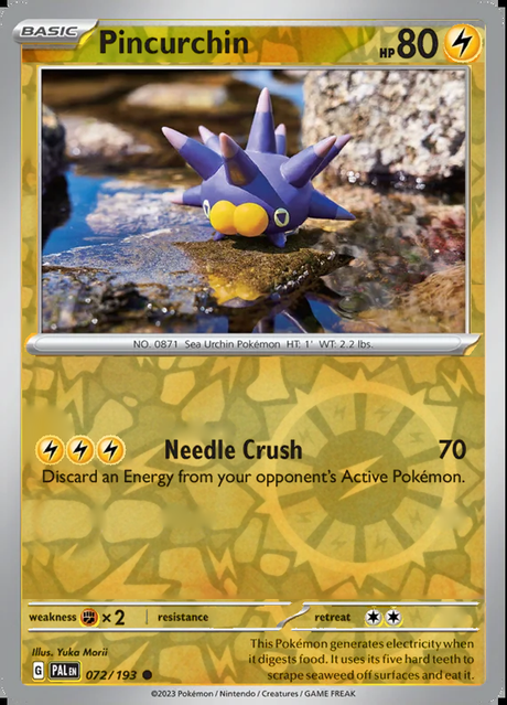 Pincurchin 072/193, Paldea Evolved, Reverse Holo, representative matte composite