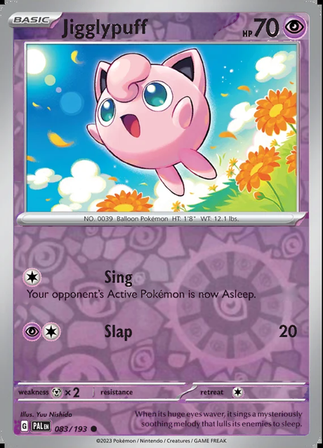 Jigglypuff 083/193, Paldea Evolved, Reverse Holo, representative matte composite
