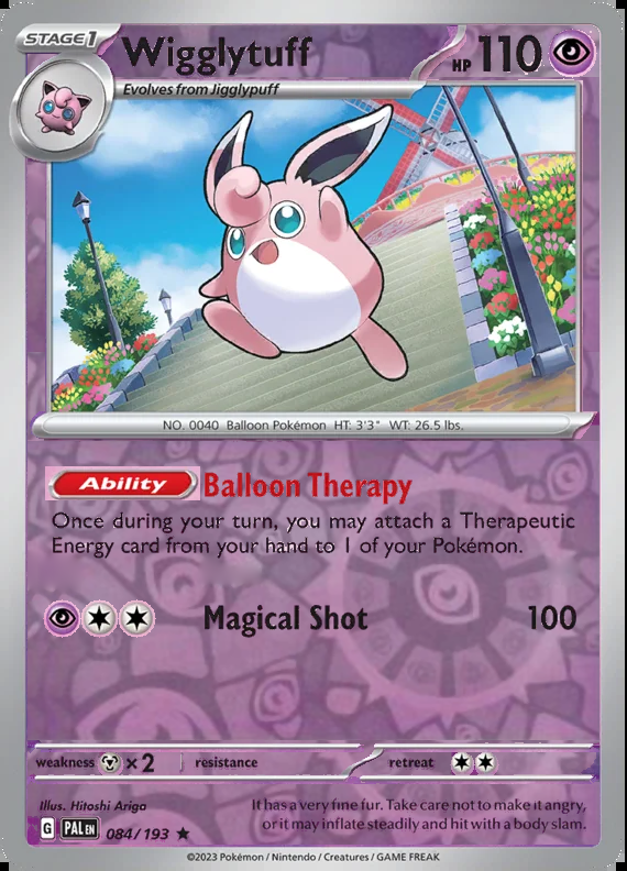 Wigglytuff 084/193, Paldea Evolved, Reverse Holo, representative matte composite