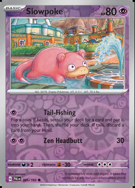 Slowpoke 085/193, Paldea Evolved, Reverse Holo, representative matte composite