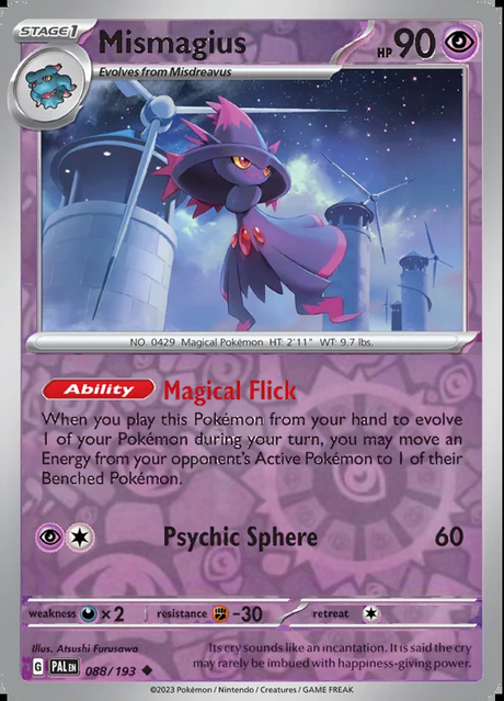 Mismagius 088/193, Paldea Evolved, Reverse Holo, representative matte composite