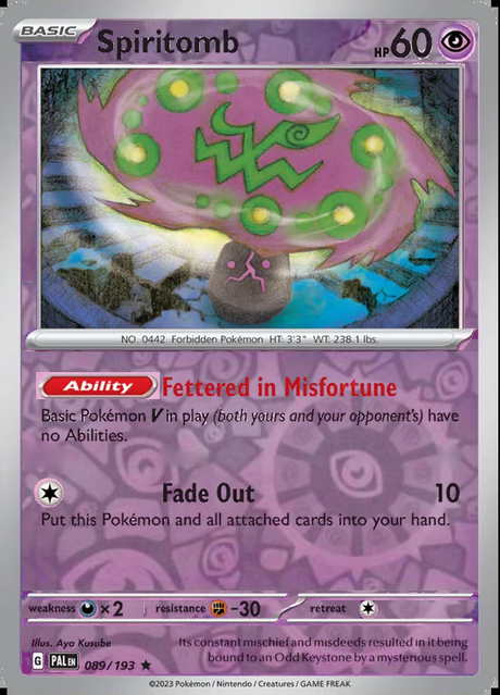 Spiritomb 089/193, Paldea Evolved, Reverse Holo, representative matte composite