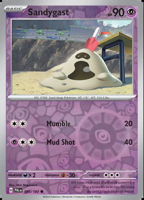 Sandygast 095/193, Paldea Evolved, Reverse Holo, representative matte composite