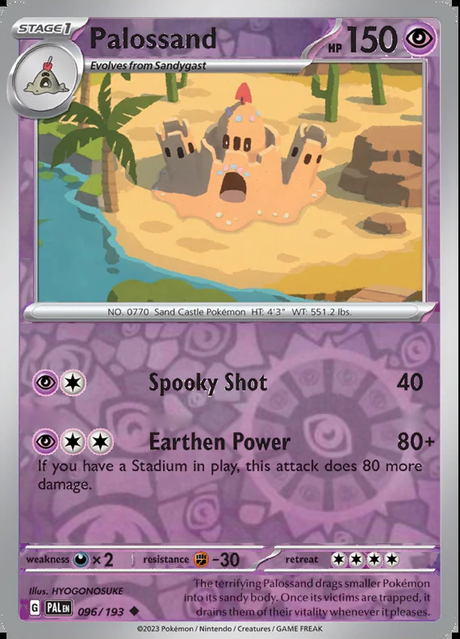 Palossand 096/193, Paldea Evolved, Reverse Holo, representative matte composite