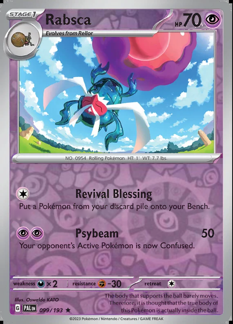 Rabsca 099/193, Paldea Evolved, Reverse Holo, representative matte composite