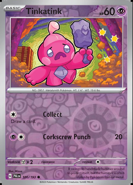 Tinkatink 100/193, Paldea Evolved, Reverse Holo, representative matte composite