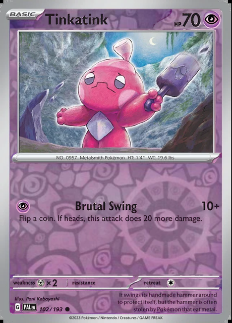 Tinkatink 102/193, Paldea Evolved, Reverse Holo, representative matte composite