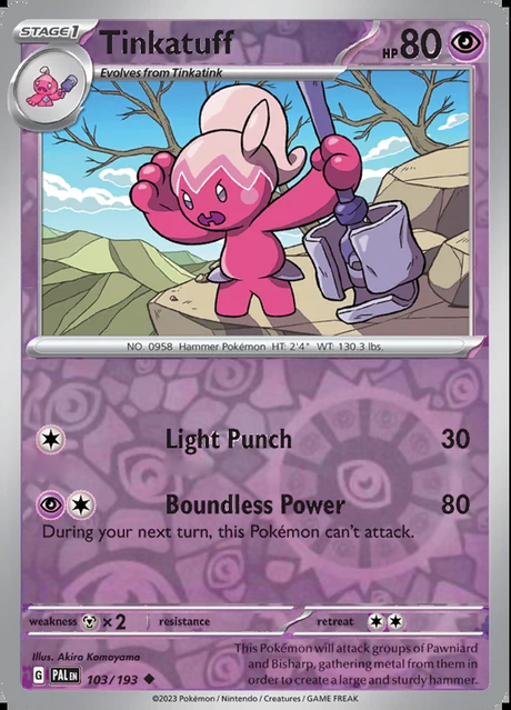 Tinkatuff 103/193, Paldea Evolved, Reverse Holo, representative matte composite