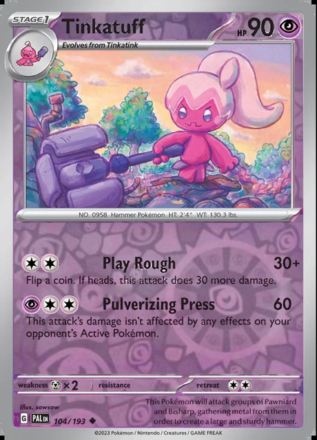 Tinkatuff 104/193, Paldea Evolved, Reverse Holo, representative matte composite