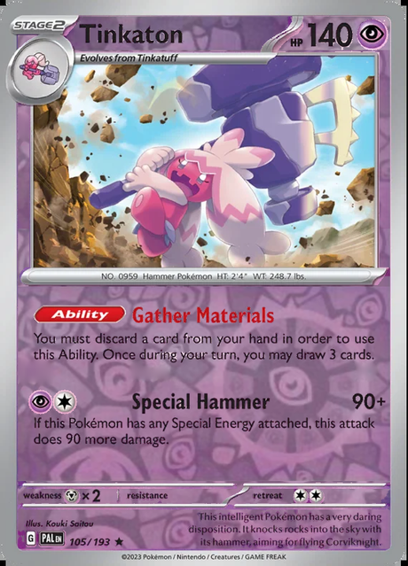 Tinkaton 105/193, Paldea Evolved, Reverse Holo, representative matte composite