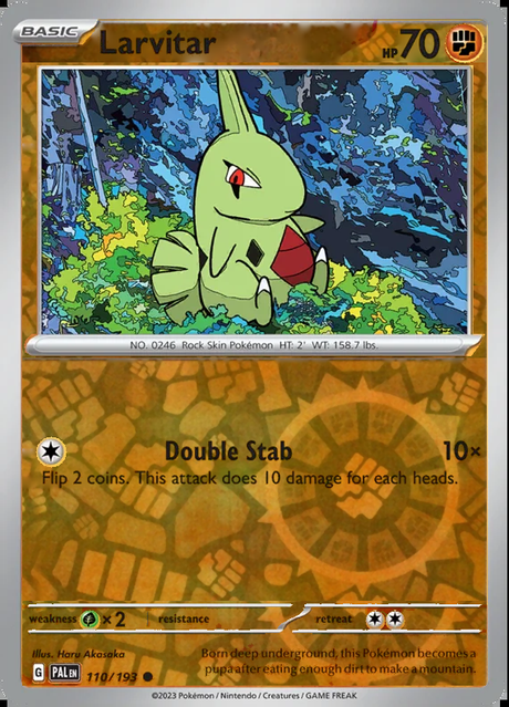 Larvitar 110/193, Paldea Evolved, Reverse Holo, representative matte composite
