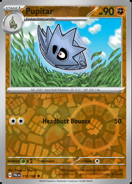 Pupitar 111/193, Paldea Evolved, Reverse Holo, representative matte composite