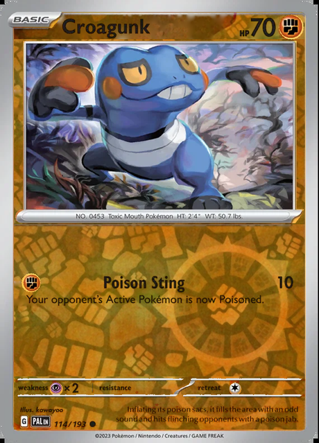 Croagunk 114/193, Paldea Evolved, Reverse Holo, representative matte composite
