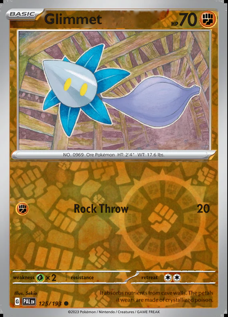 Glimmet 125/193, Paldea Evolved, Reverse Holo, representative matte composite