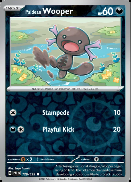 Paldean Wooper 129/193, Paldea Evolved, Reverse Holo, representative matte composite