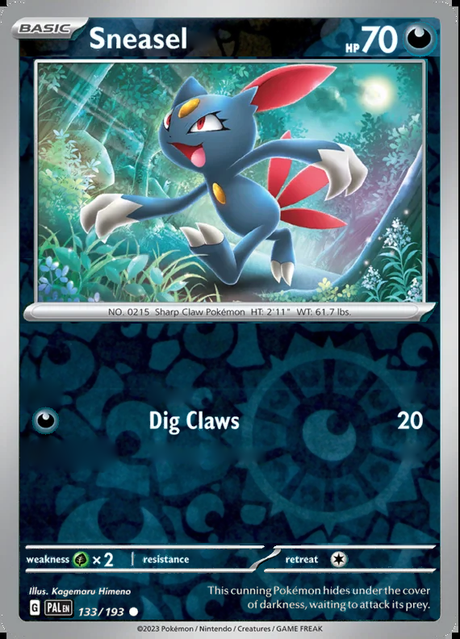 Sneasel 133/193, Paldea Evolved, Reverse Holo, representative matte composite