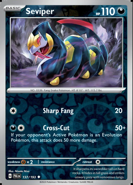 Seviper 137/193, Paldea Evolved, Reverse Holo, representative matte composite