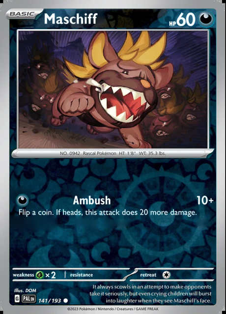 Maschiff 141/193, Paldea Evolved, Reverse Holo, representative matte composite