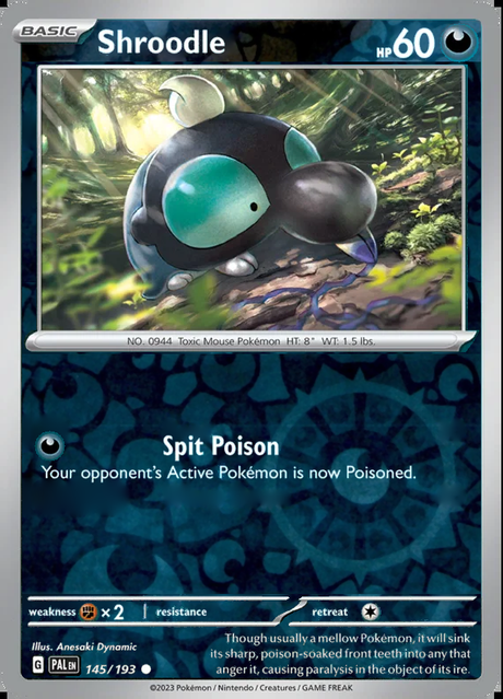 Shroodle 145/193, Paldea Evolved, Reverse Holo, representative matte composite