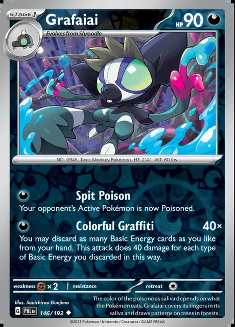Grafaiai 146/193, Paldea Evolved, Reverse Holo, representative matte composite