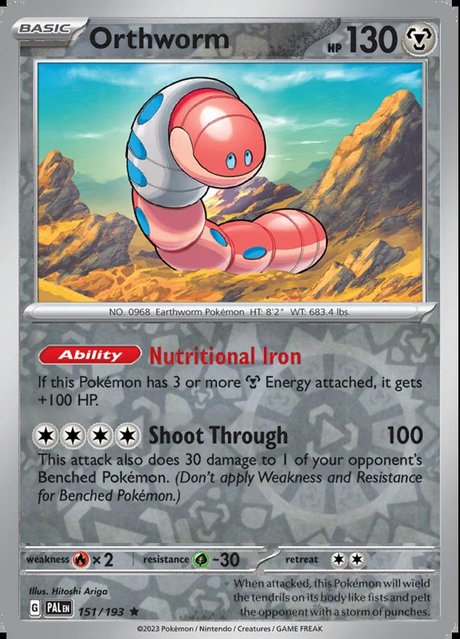 Orthworm 151/193, Paldea Evolved, Reverse Holo, representative matte composite