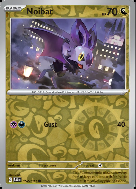 Noibat 152/193, Paldea Evolved, Reverse Holo, representative matte composite
