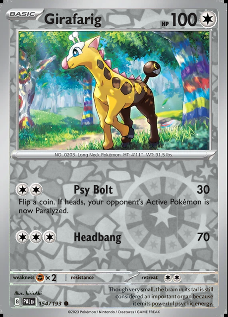 Girafarig 154/193, Paldea Evolved, Reverse Holo, representative matte composite