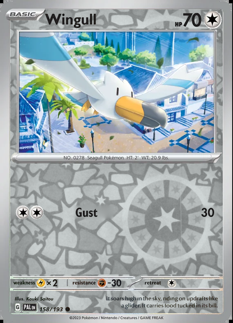Wingull 158/193, Paldea Evolved, Reverse Holo, representative matte composite