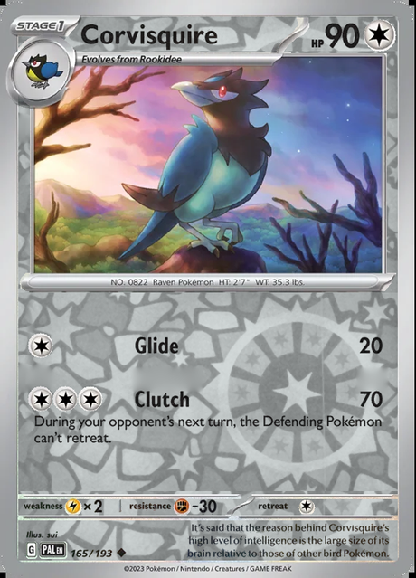 Corvisquire 165/193, Paldea Evolved, Reverse Holo, representative matte composite