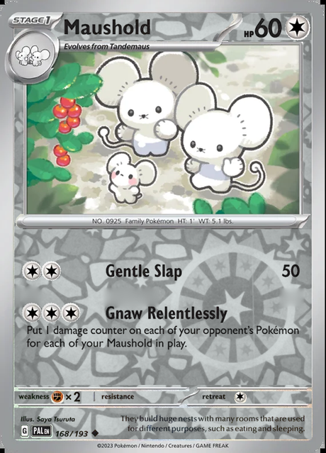 Maushold 168/193, Paldea Evolved, Reverse Holo, representative matte composite