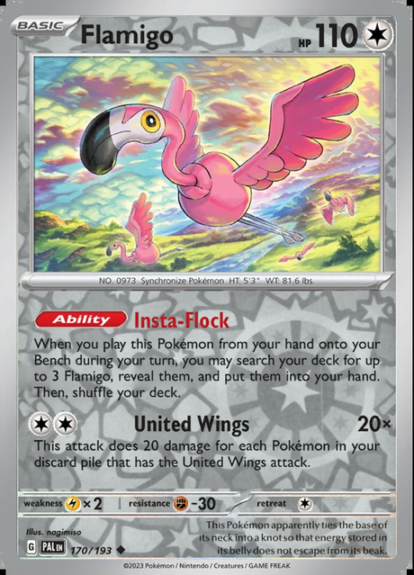 Flamigo 170/193, Paldea Evolved, Reverse Holo, representative matte composite