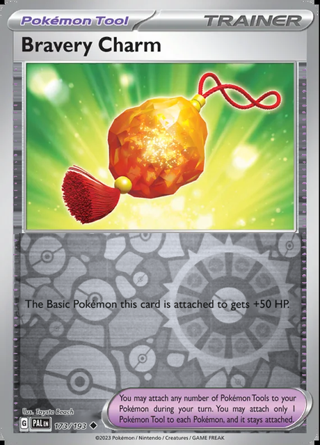 Bravery Charm 173/193, Paldea Evolved, Reverse Holo, representative matte composite