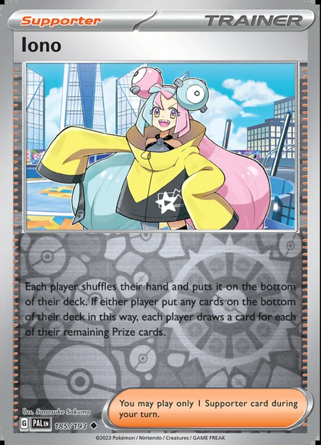 Iono 185/193, Paldea Evolved, Reverse Holo, representative matte composite