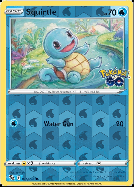 Squirtle 015/078, Pokémon GO, Reverse Holo finish, representative matte composite