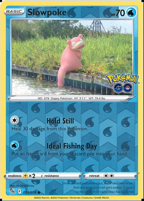 Slowpoke 019/078, Pokémon GO, Reverse Holo finish, representative matte composite