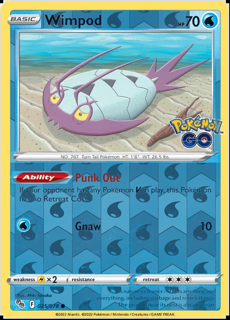 Wimpod 025/078, Pokémon GO, Reverse Holo finish, representative matte composite