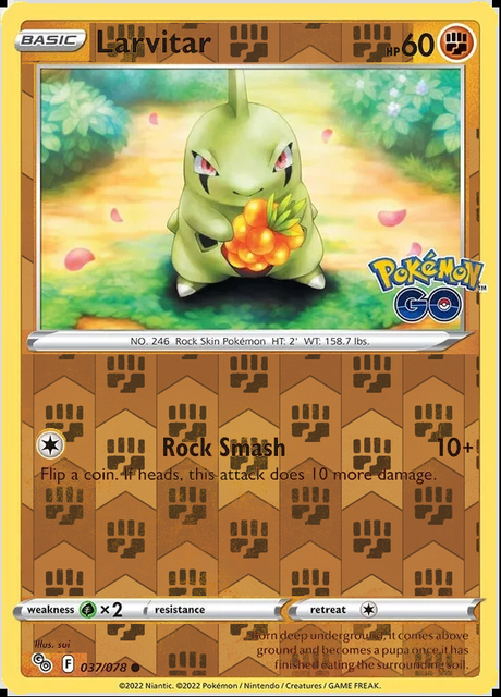 Larvitar 037/078, Pokémon GO, Reverse Holo finish, representative matte composite