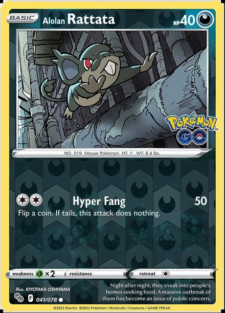 Alolan Rattata 041/078, Pokémon GO, Reverse Holo finish, representative matte composite