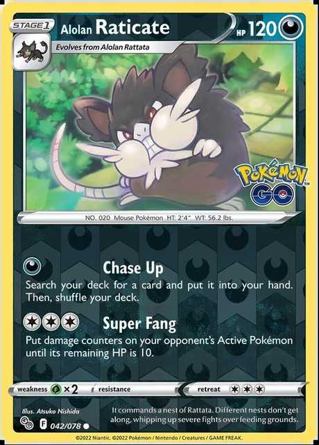 Alolan Raticate 042/078, Pokémon GO, Reverse Holo finish, representative matte composite