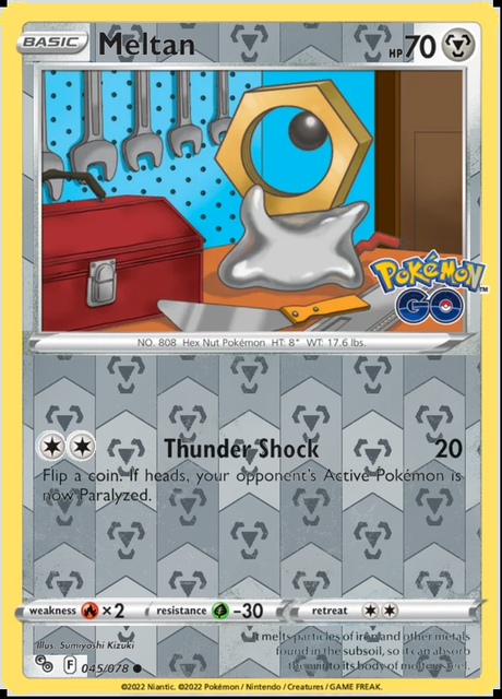 Meltan 045/078, Pokémon GO, Reverse Holo finish, representative matte composite