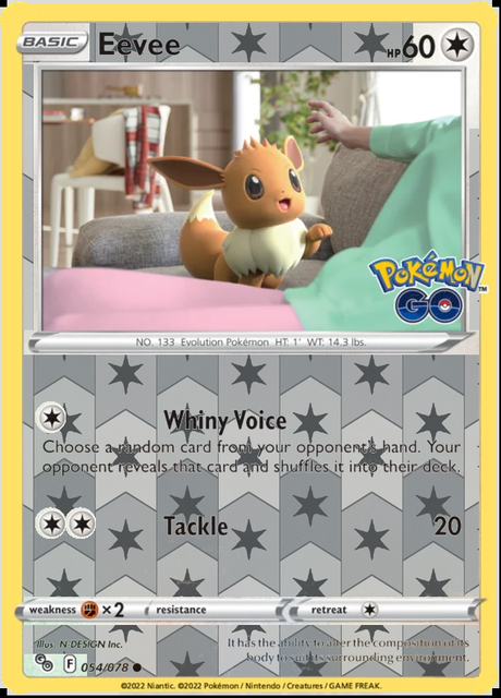 Eevee 054/078, Pokémon GO, Reverse Holo finish, representative matte composite