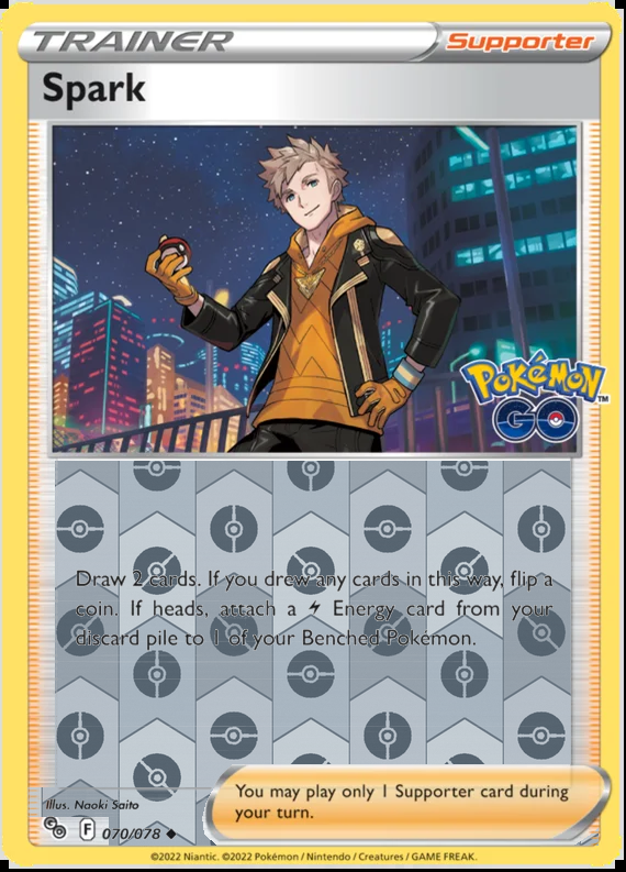 Spark 070/078, Pokémon GO, Reverse Holo finish, representative matte composite