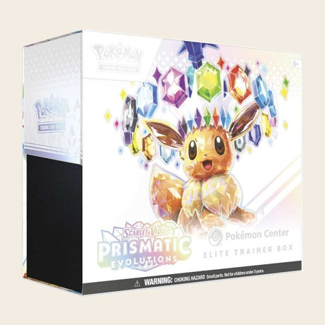 Pokémon Prismatic Evolutions Pokémon Center Elite Trainer Box featuring Eevee