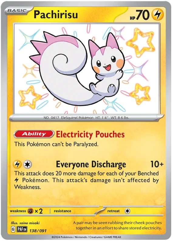 Pachirisu Paldean Fates Pokemon Card Single 138/091