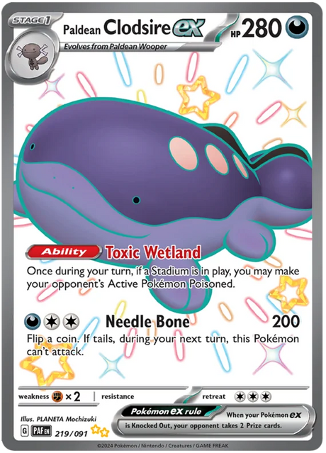 Paldean Clodsire ex Paldean Fates Pokemon Card Single 219/091