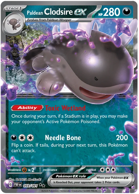 Paldean Clodsire ex Paldean Fates Pokemon Card Single 059/091