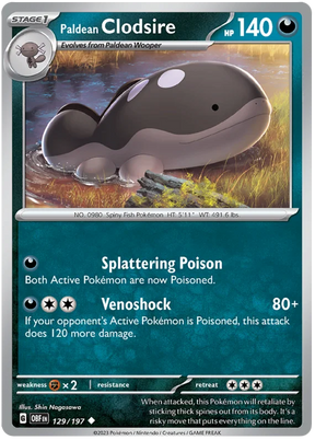 Paldean Clodsire 129 Obsidian Flames Single Pokemon Card